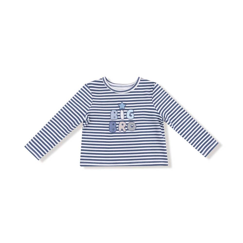 NEW ANGEL DEAR boys organic cotton jersey stripe long sleeve tee in big bro